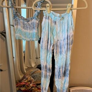 Blue Tie-Dye Women's Pants & Top Set